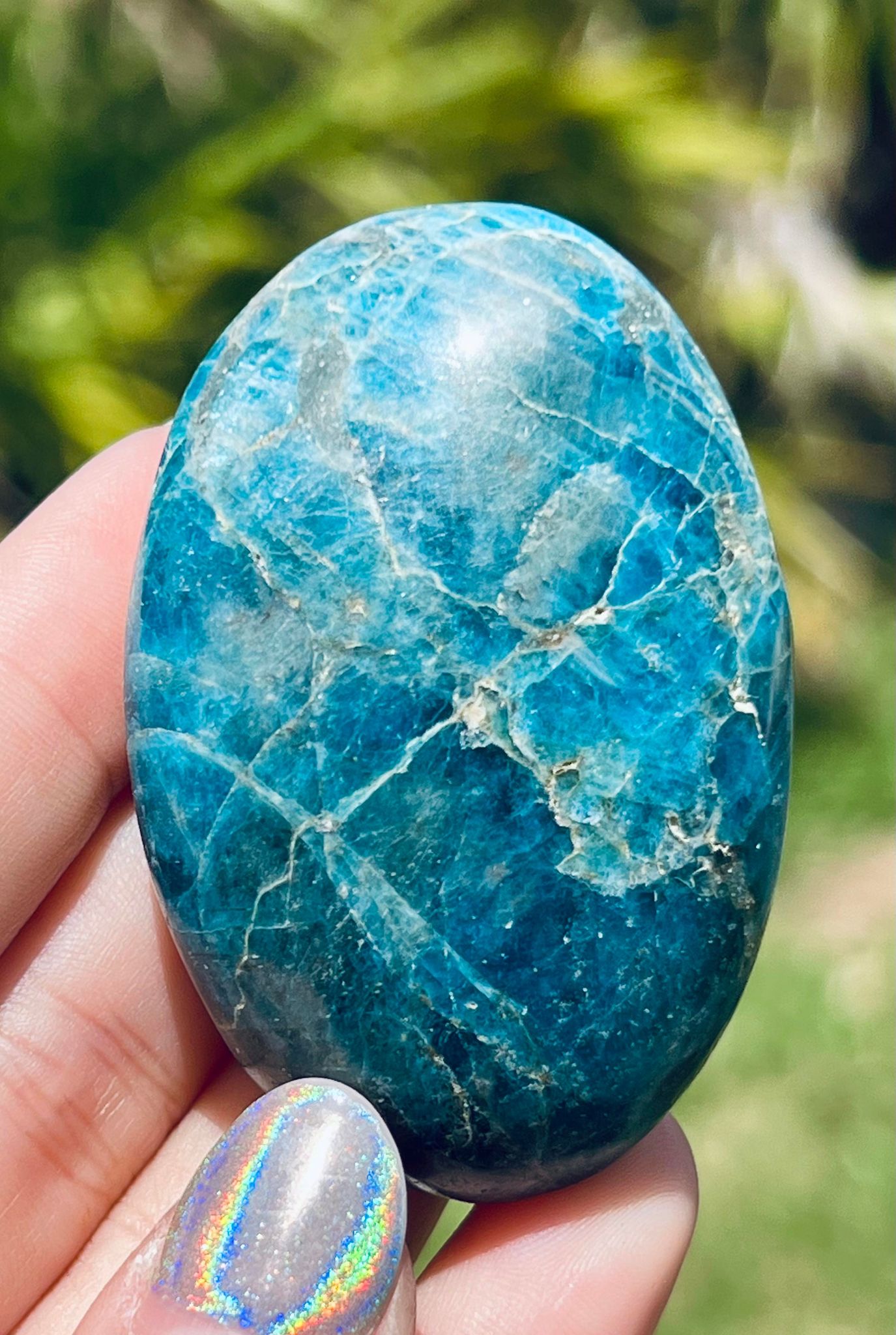 Blue Apatite Palm Stone