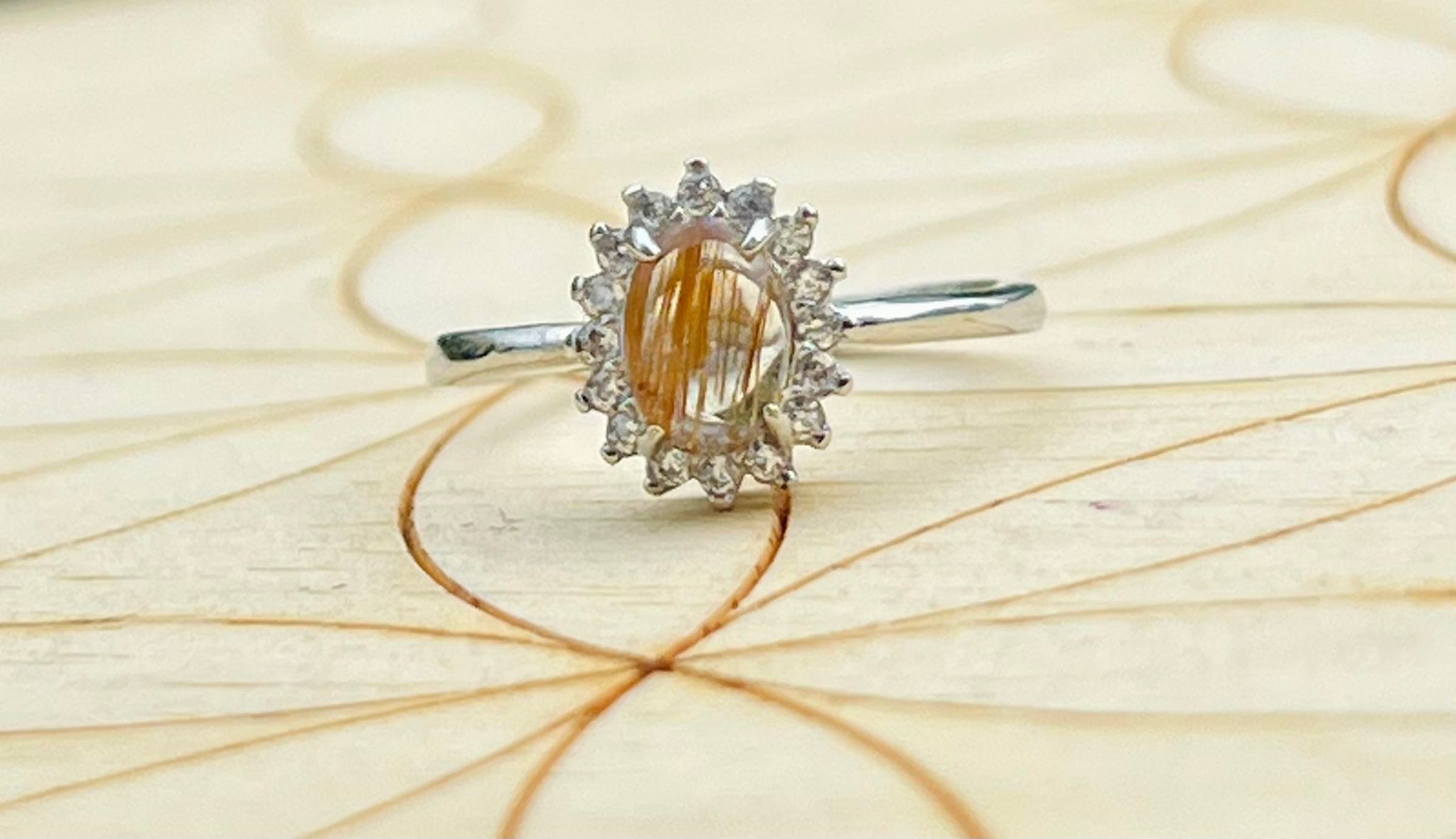 Rutilated Quartz Adjustable Ring