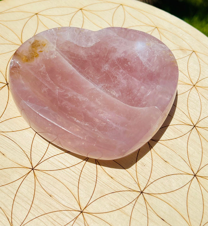 Rose Quartz Heart Crystal Bowl (Large)