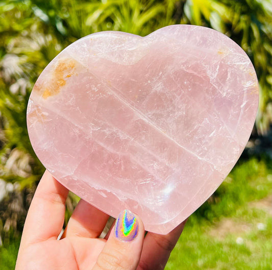 Rose Quartz Heart Crystal Bowl (Large)