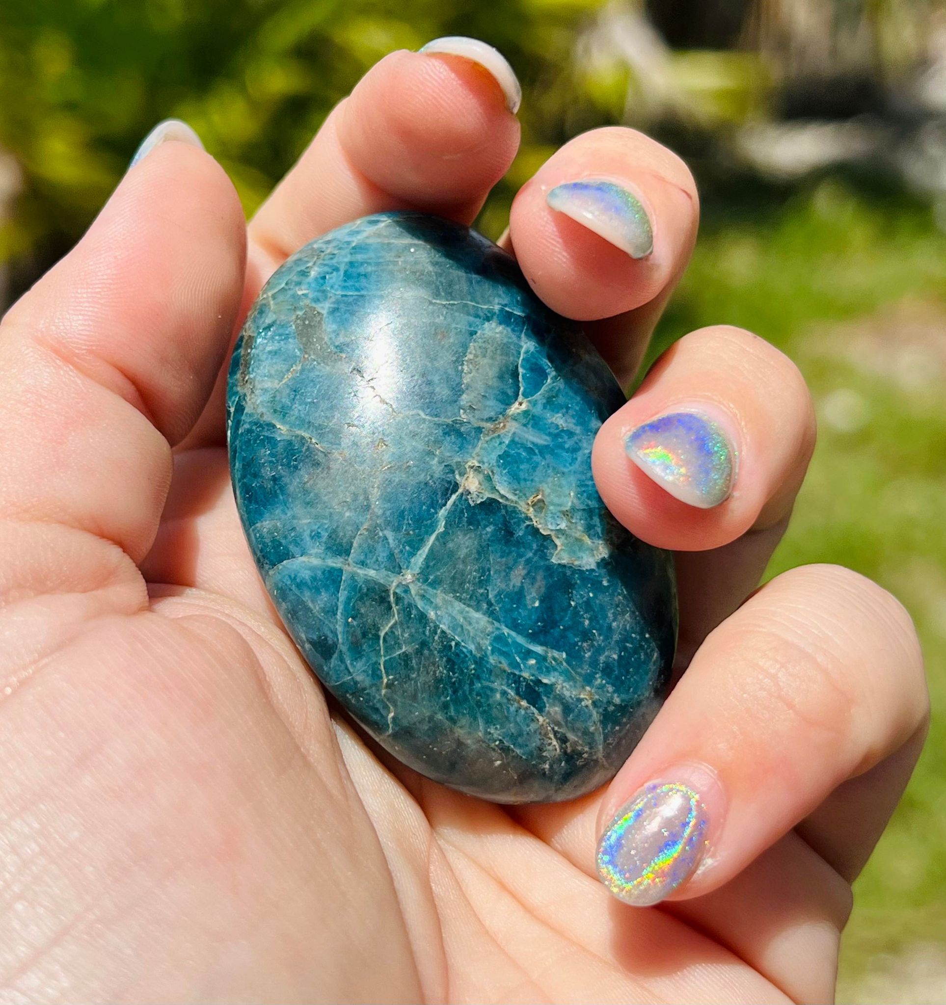 Blue Apatite Palm Stone