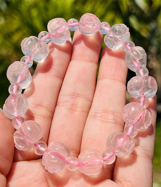Rose Quartz Piggy Bracelet