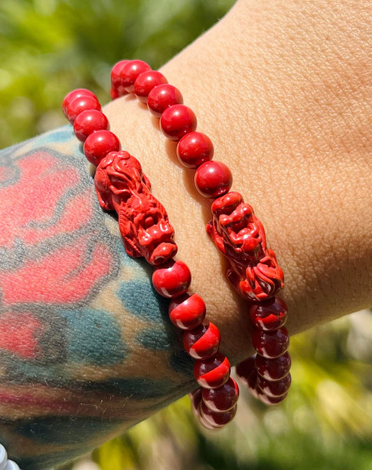 Cinnabar Pixiu Carved Bracelets