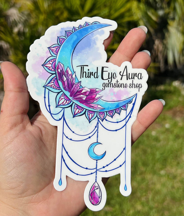 Third Eye Aura Crystal Moon Sticker