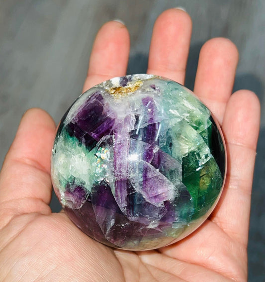 Rainbow Fluorite Cubic Druzy Sphere