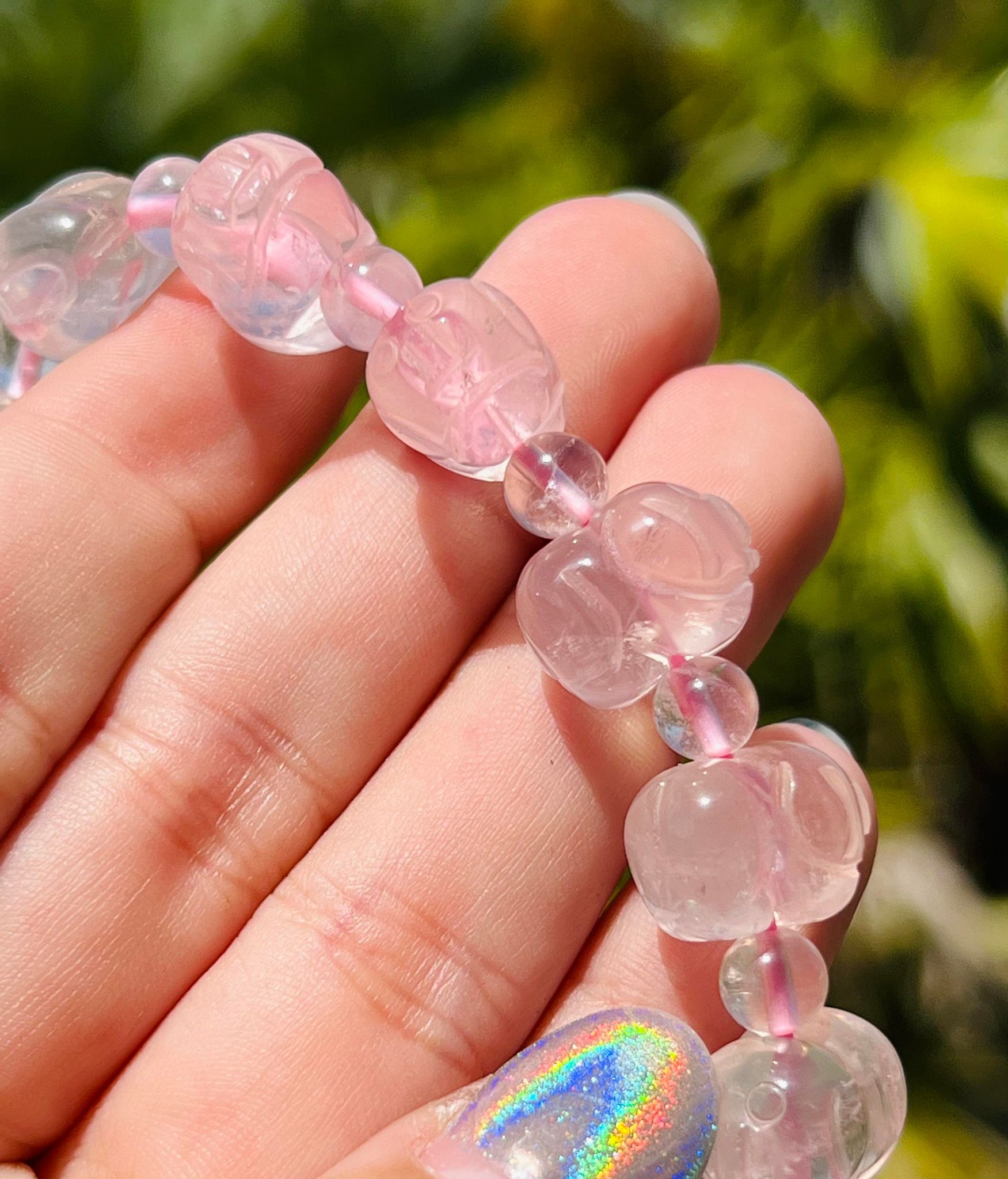 Rose Quartz Piggy Bracelet