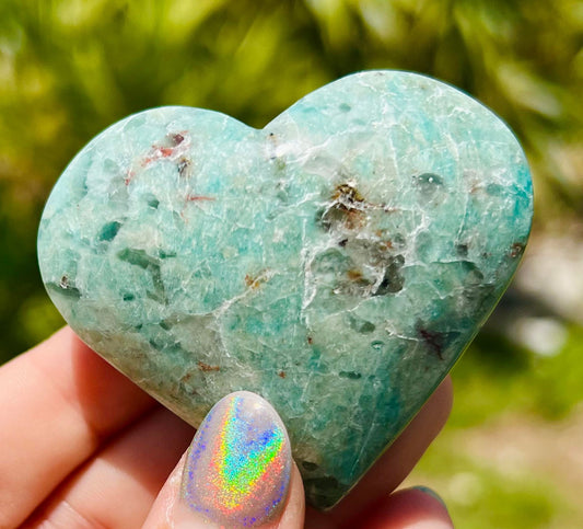 Amazonite & Smokey Quartz Heart