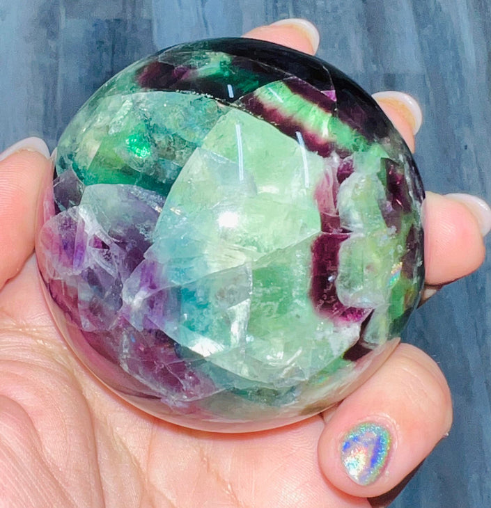 Rainbow Fluorite Cubic Druzy Sphere