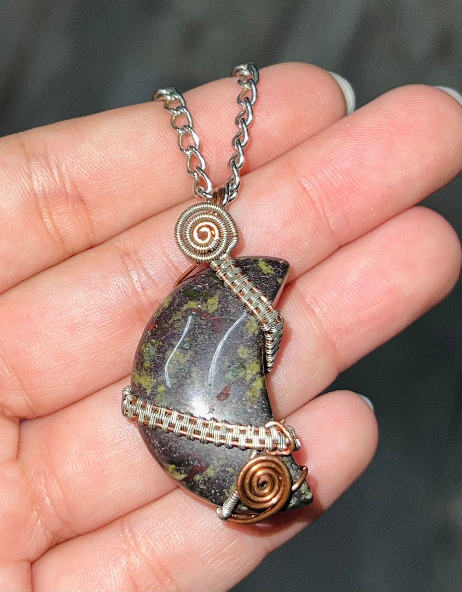 Dragon Bloodstone Moon Necklace