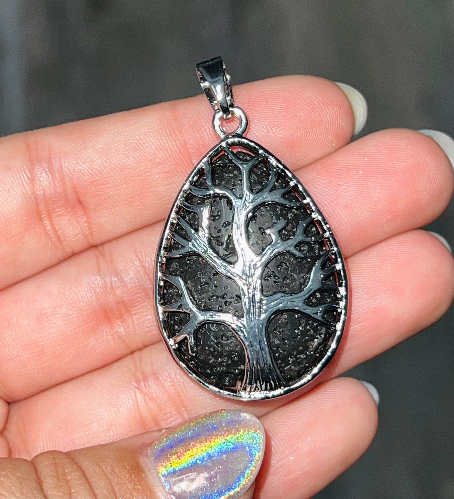 Lava Stone Tree of Life Pendant