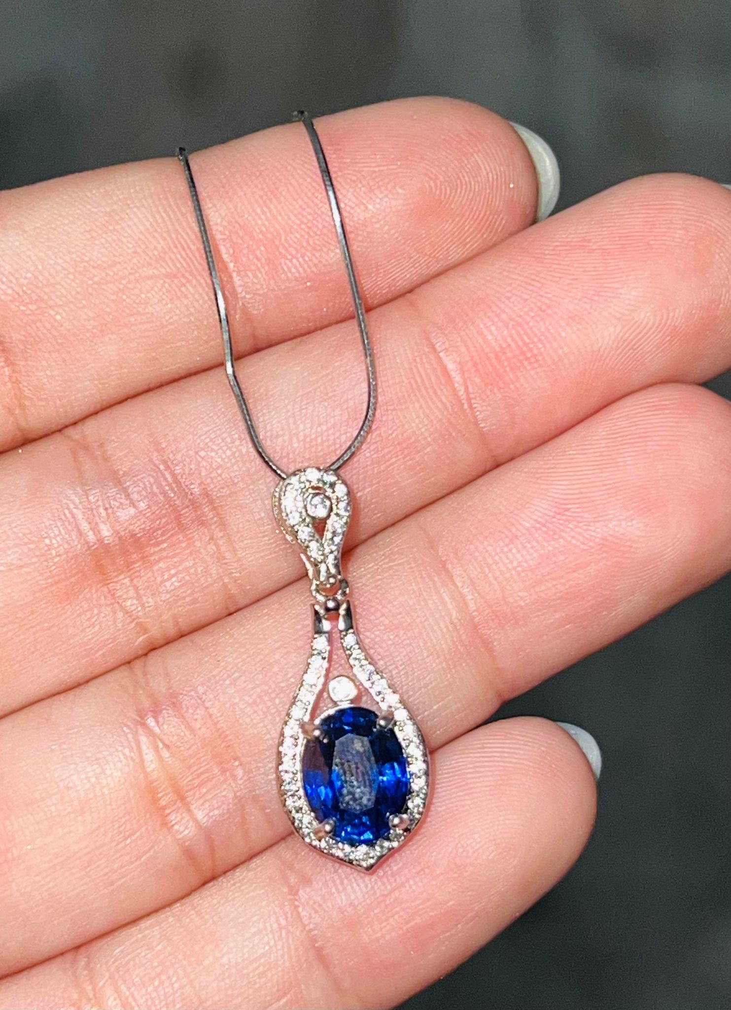 Blue Sapphire Sterling Silver Pendant