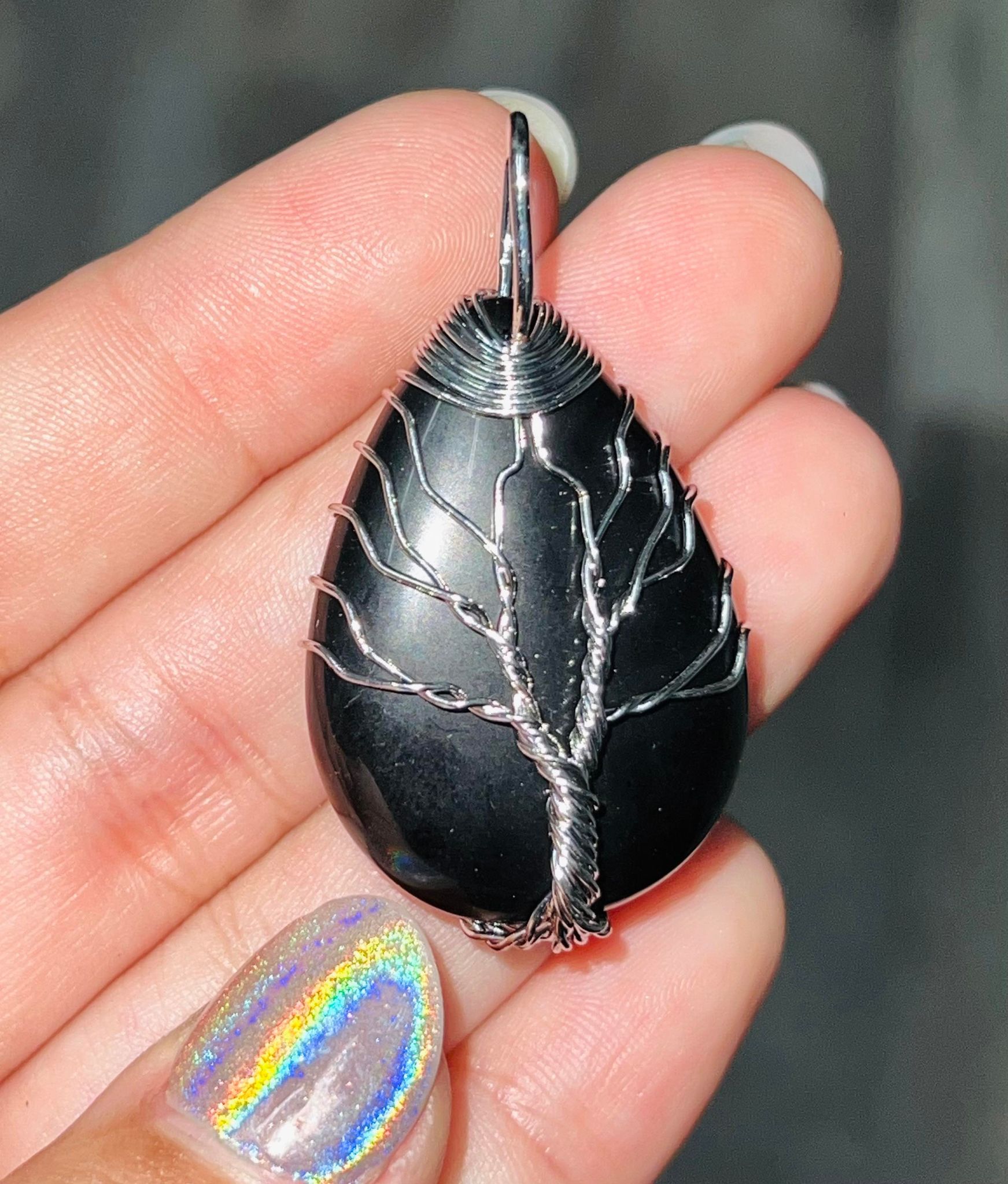 Obsidian Tree of Life Pendant