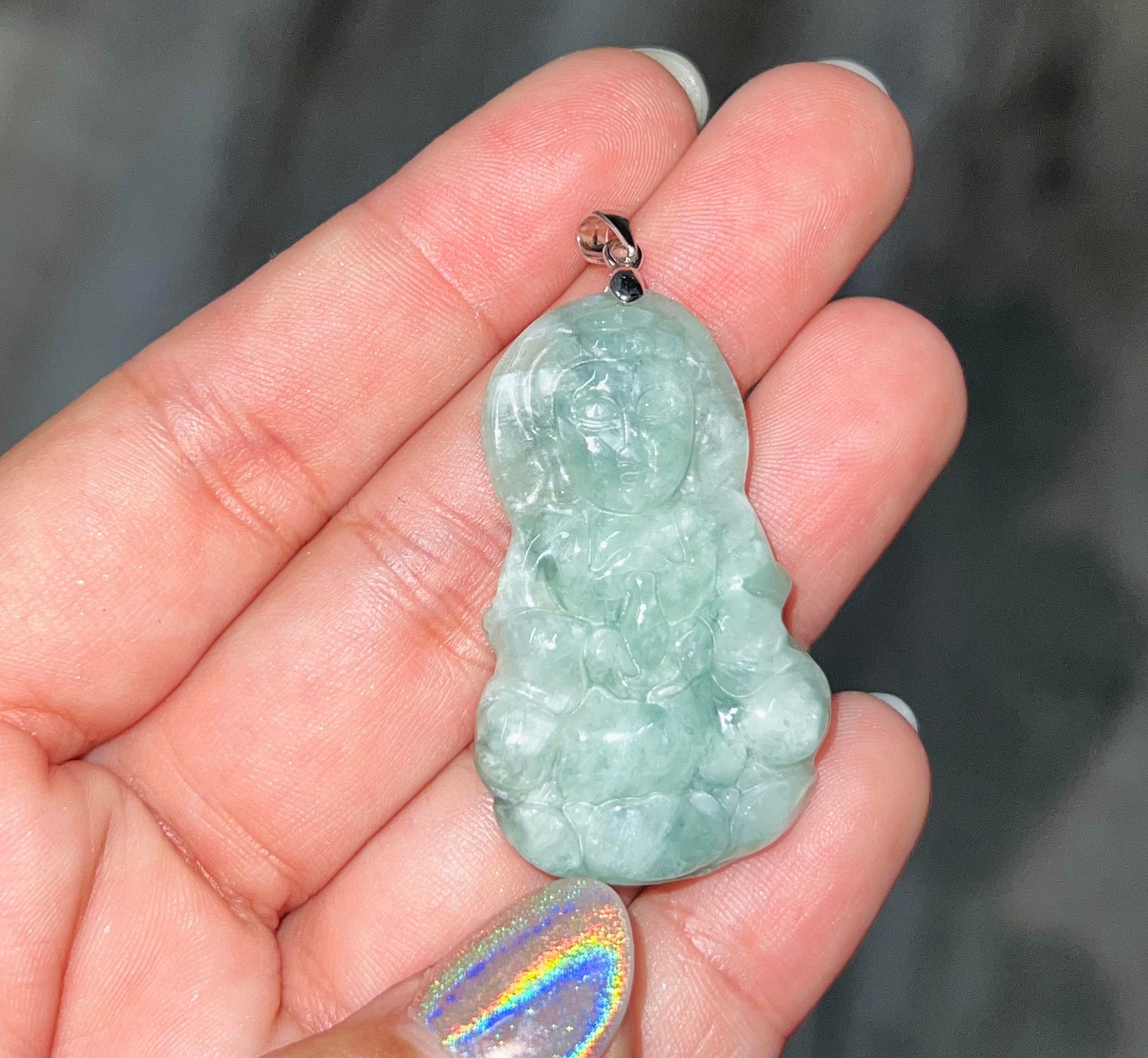 Green Jade Buddha Pendant