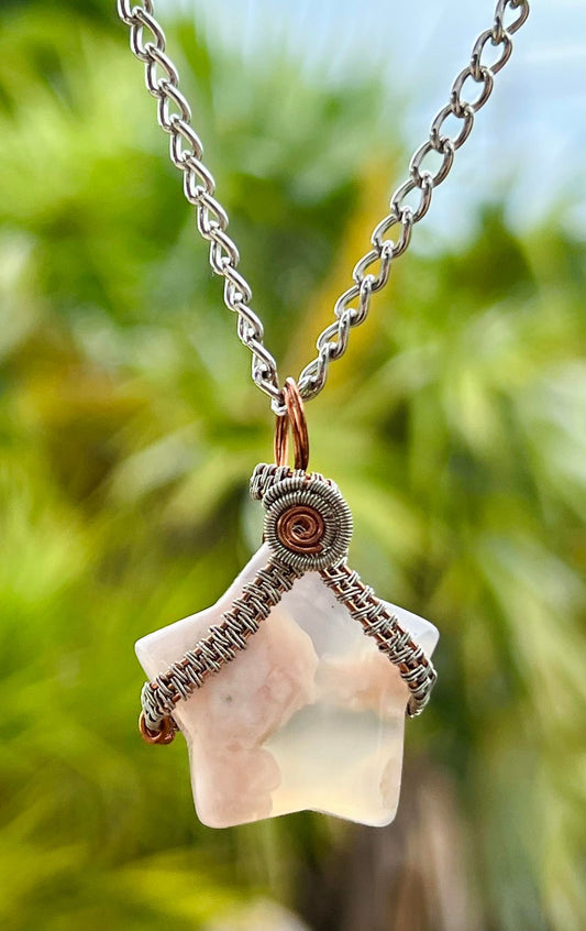 Flower Agate Star Necklace