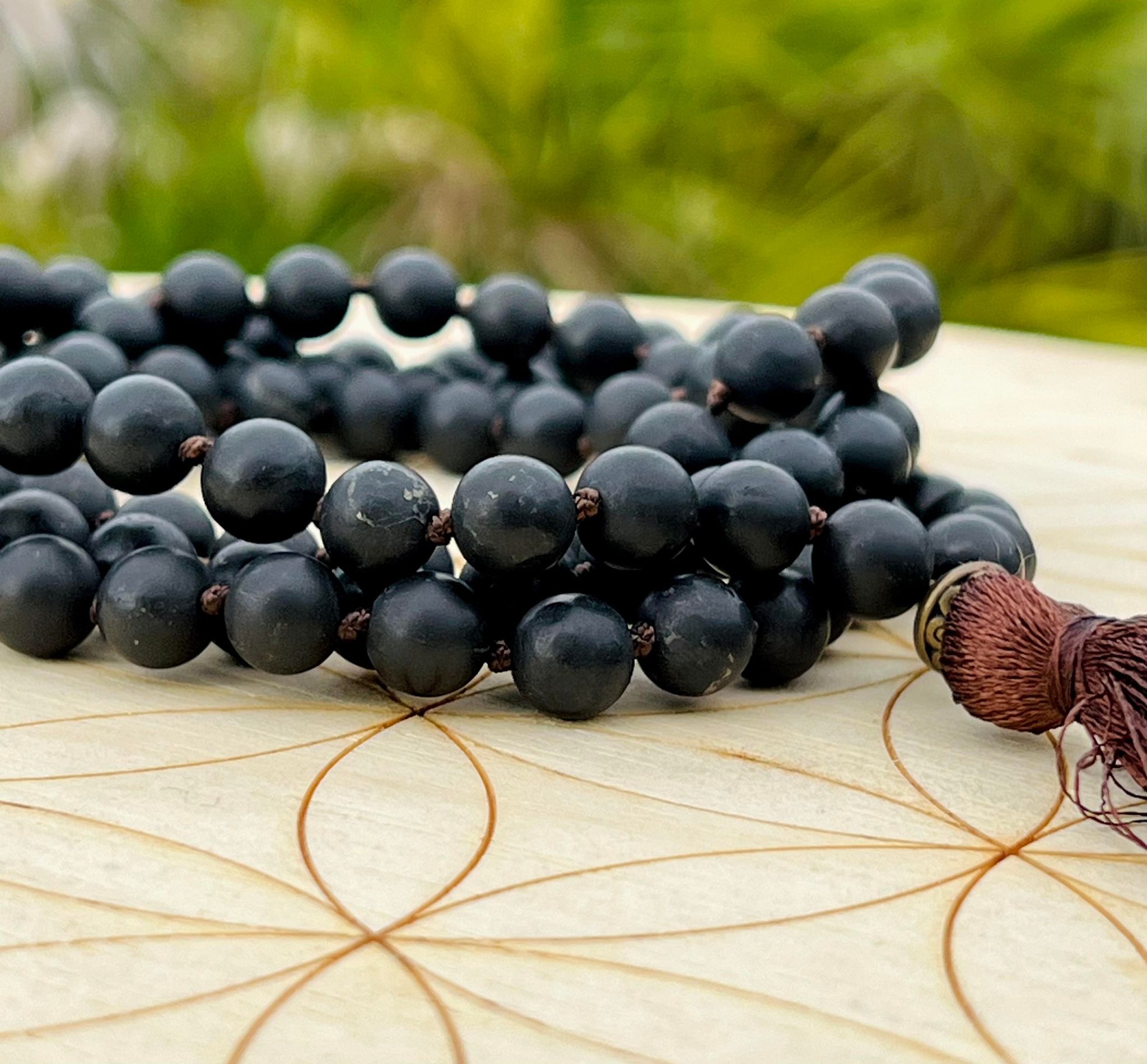 Shungite 108 Hand-Knotted Mala Necklace