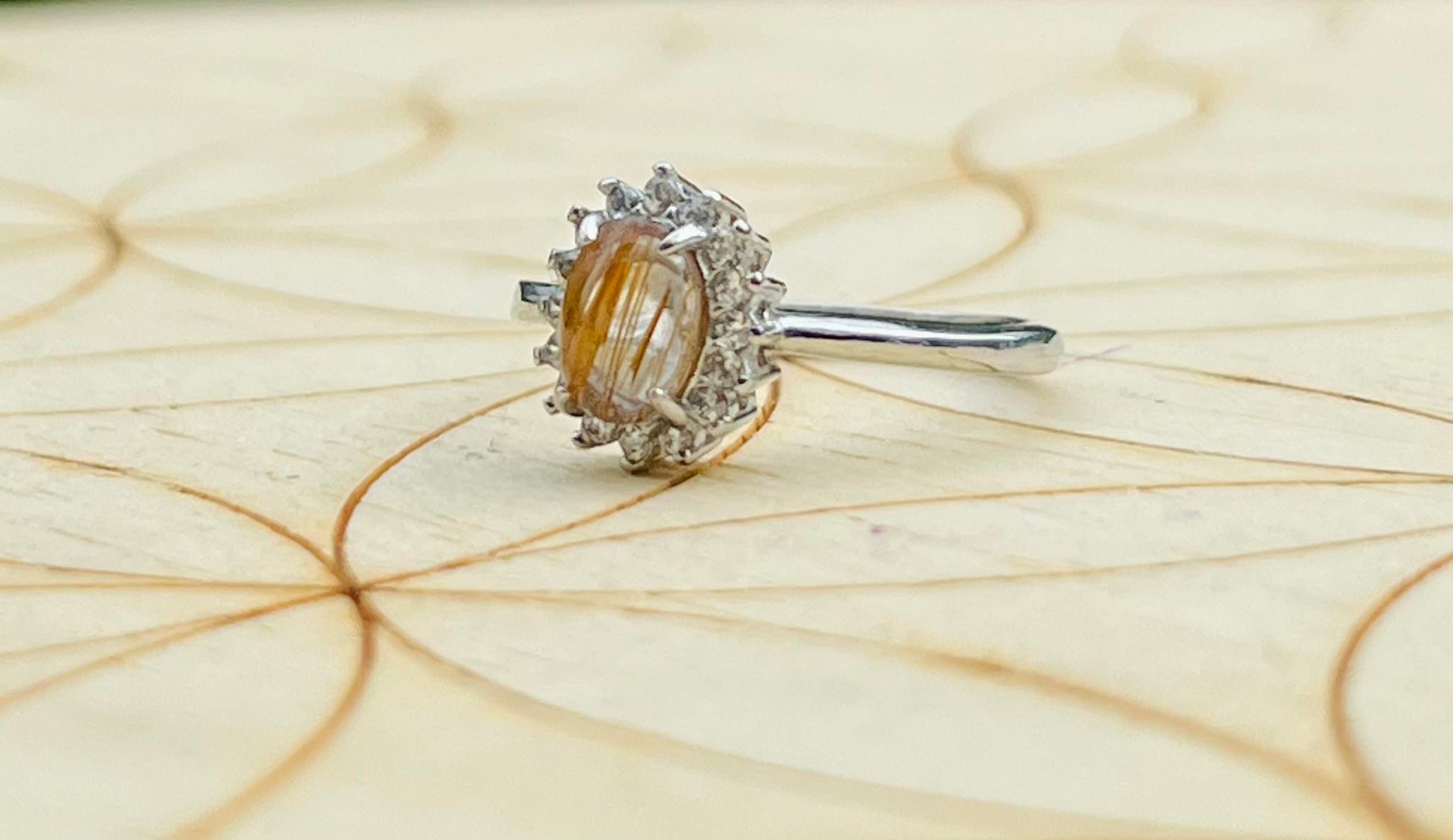 Rutilated Quartz Adjustable Ring