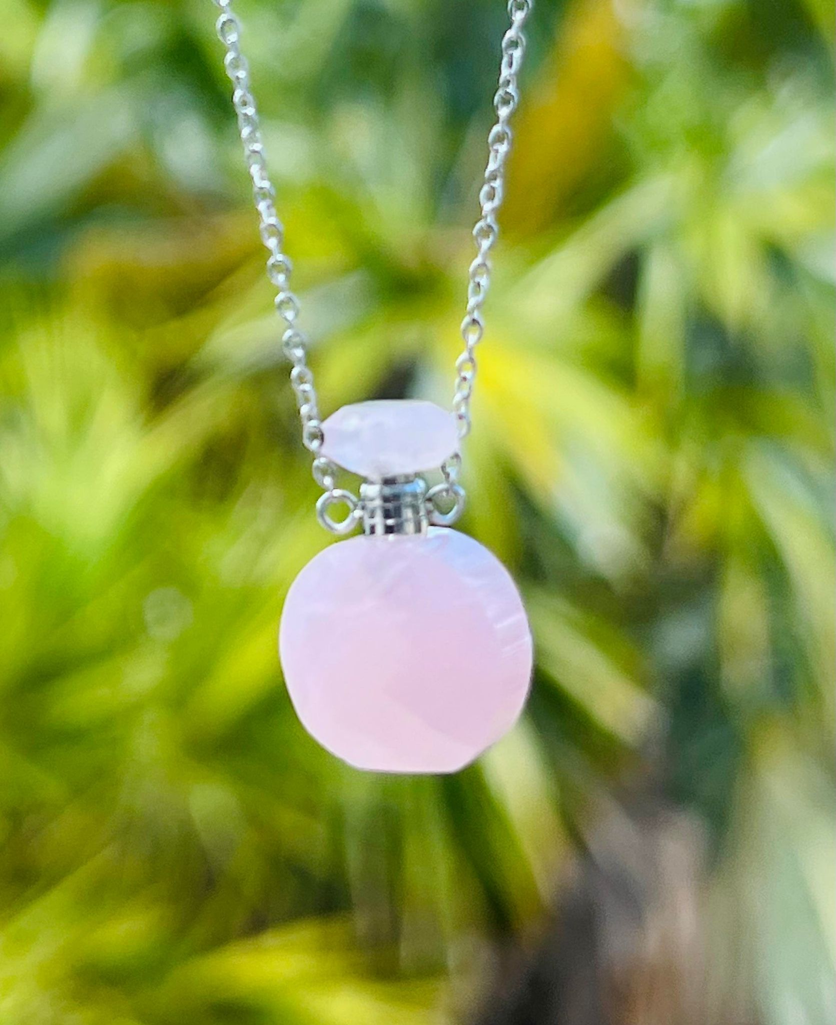 Rose Quartz Bottle Necklace