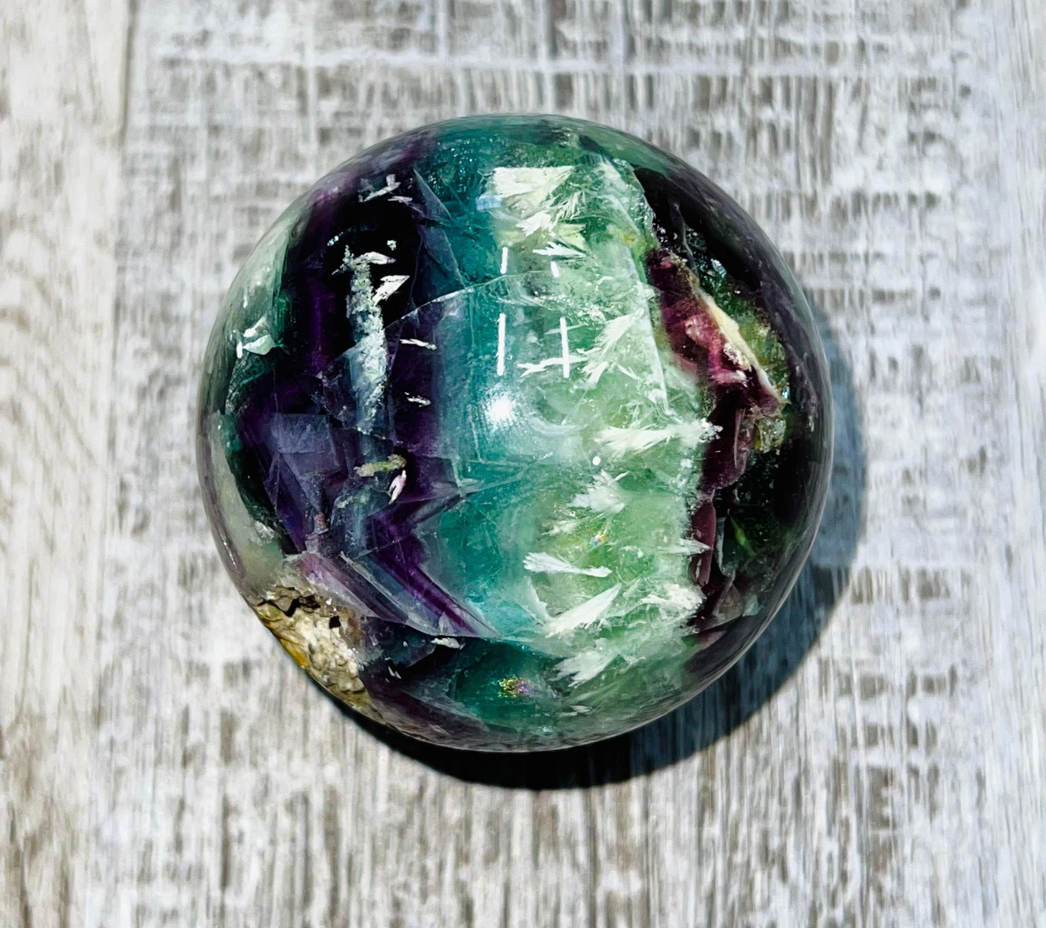 Rainbow Fluorite Cubic Druzy Sphere