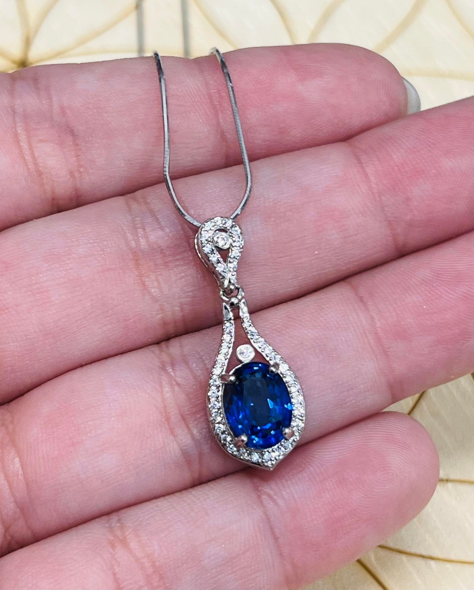 Blue Sapphire Sterling Silver Pendant