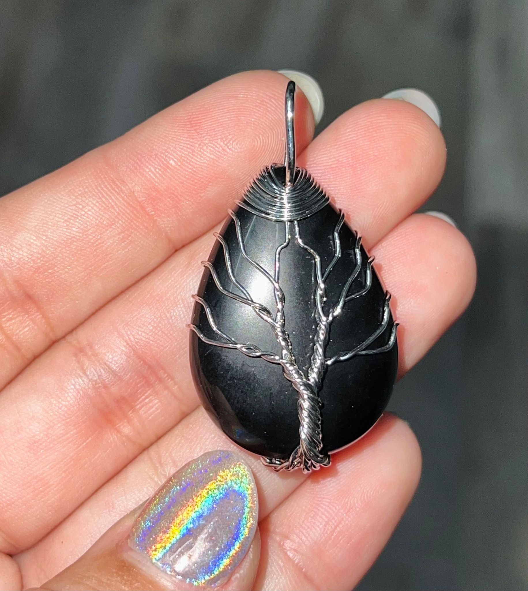 Obsidian Tree of Life Pendant