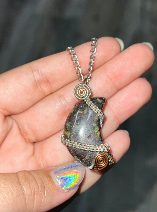 Dragon Bloodstone Moon Necklace