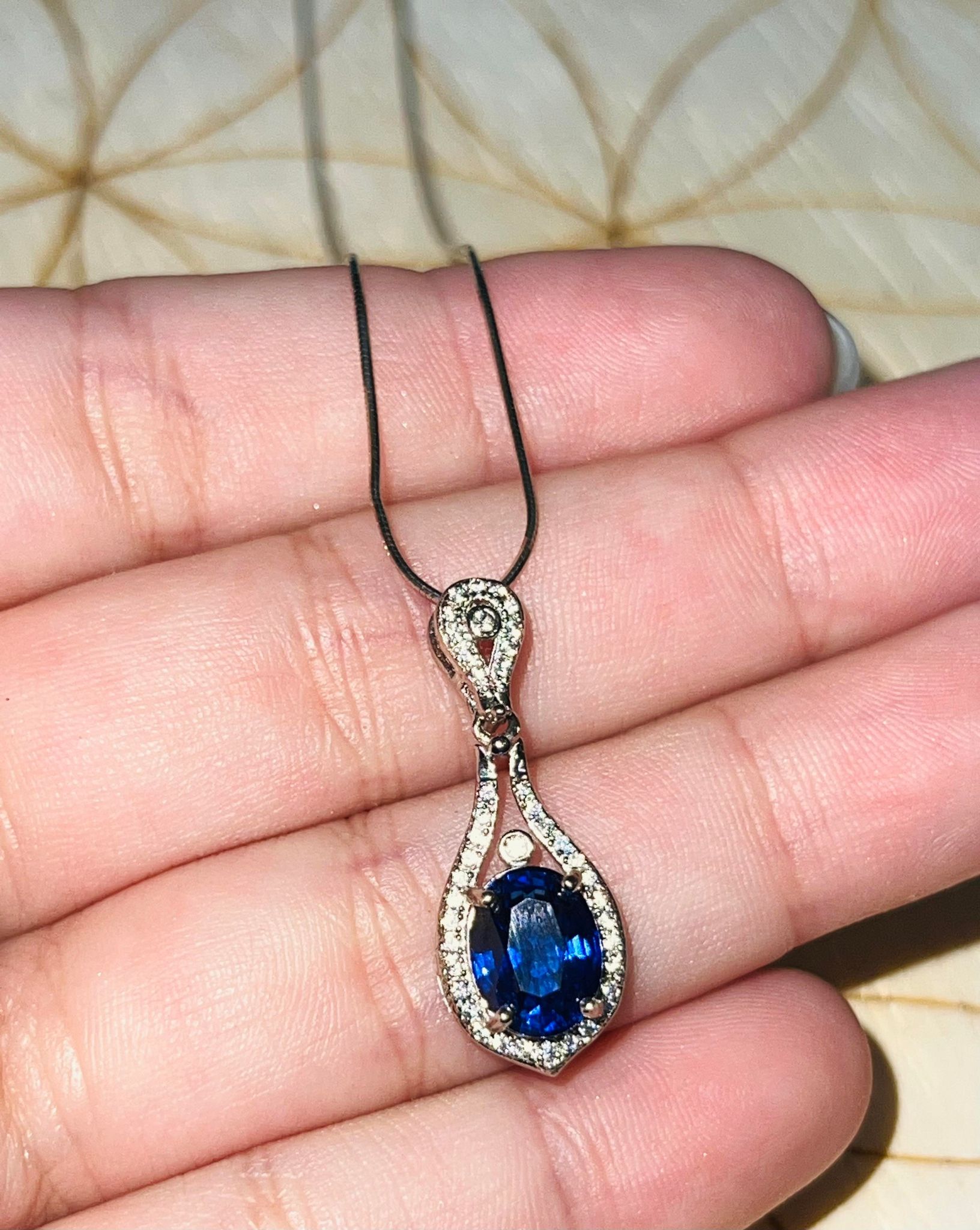 Blue Sapphire Sterling Silver Pendant