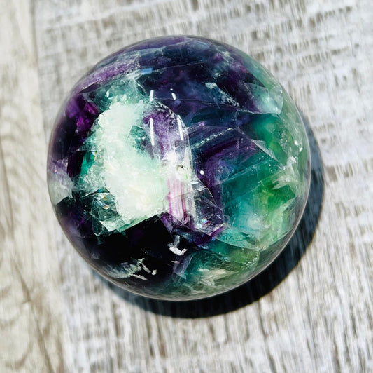 Rainbow Fluorite Cubic Druzy Sphere