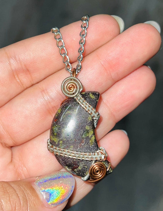 Dragon Bloodstone Moon Necklace