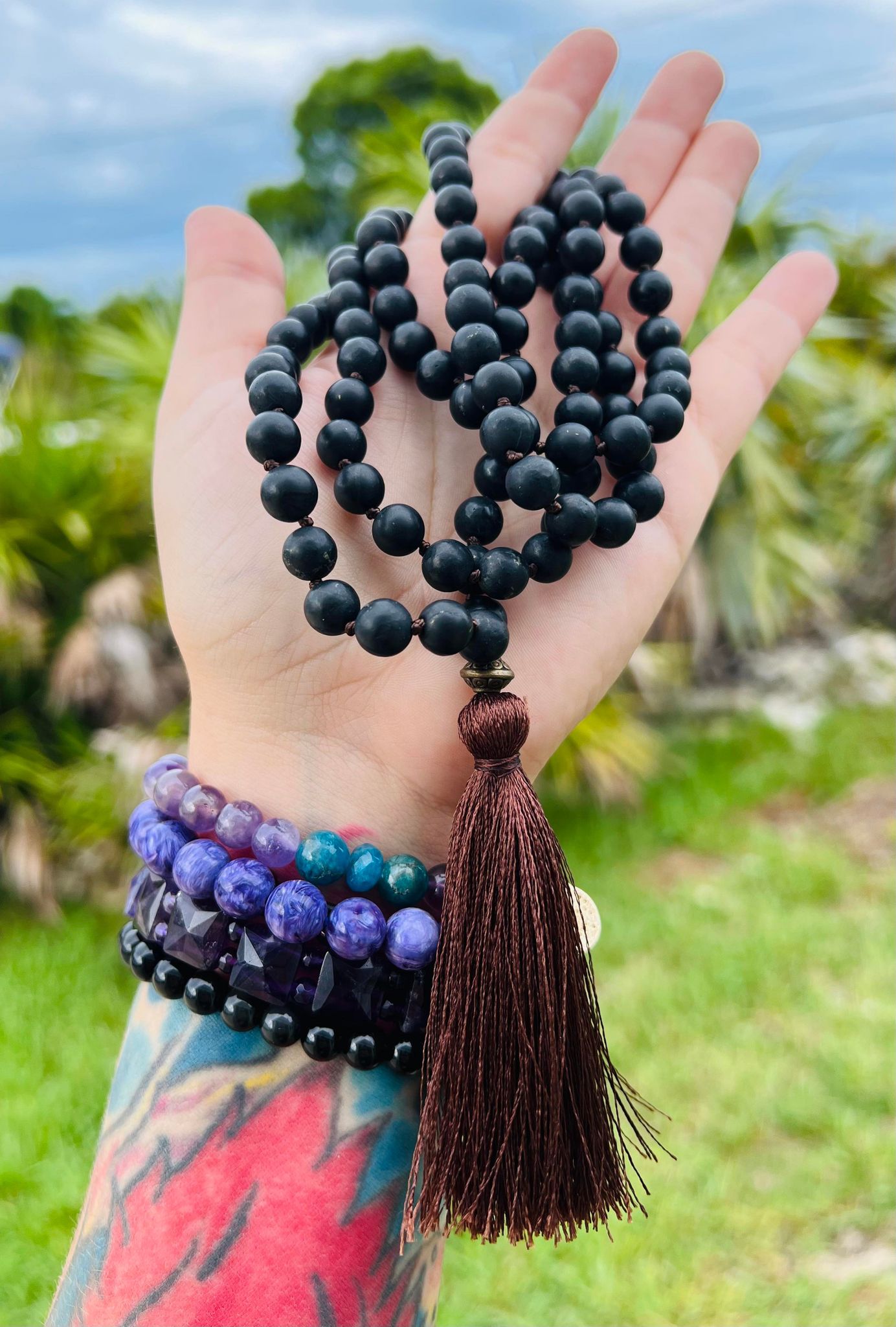 Shungite 108 Hand-Knotted Mala Necklace