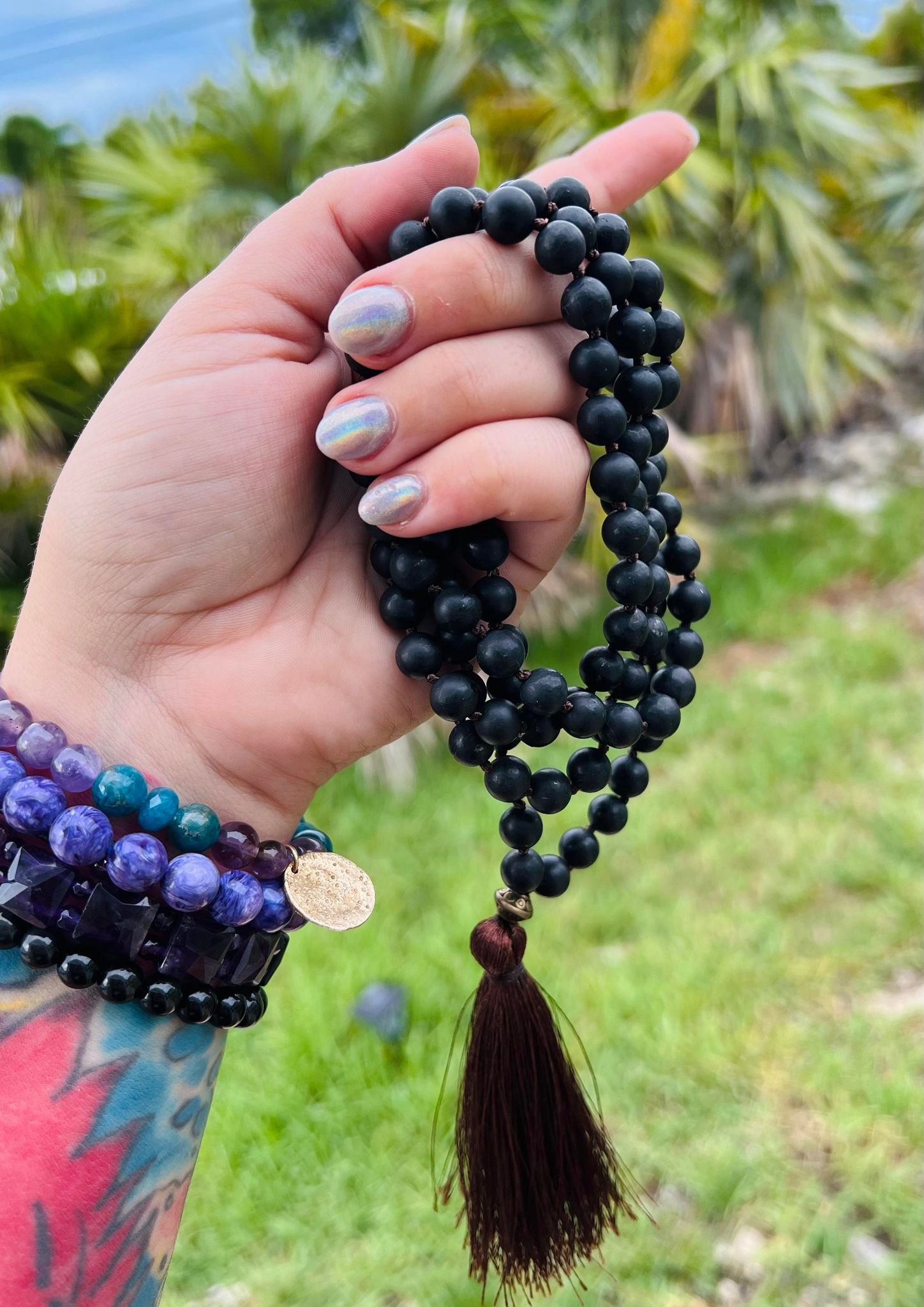 Shungite 108 Hand-Knotted Mala Necklace