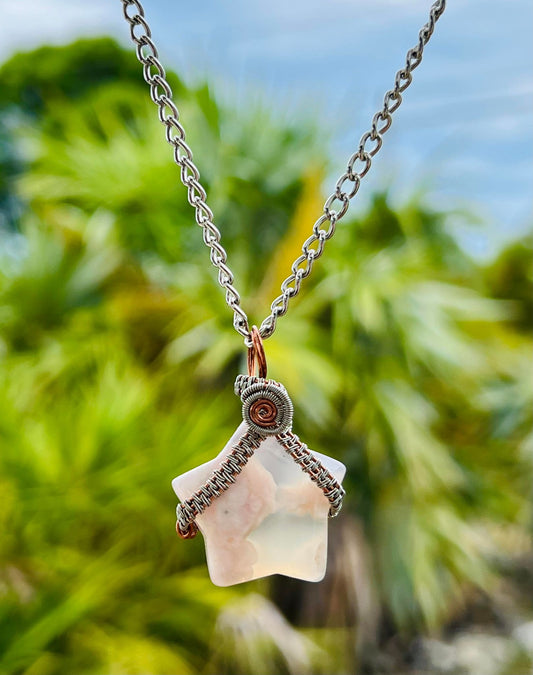 Flower Agate Star Necklace