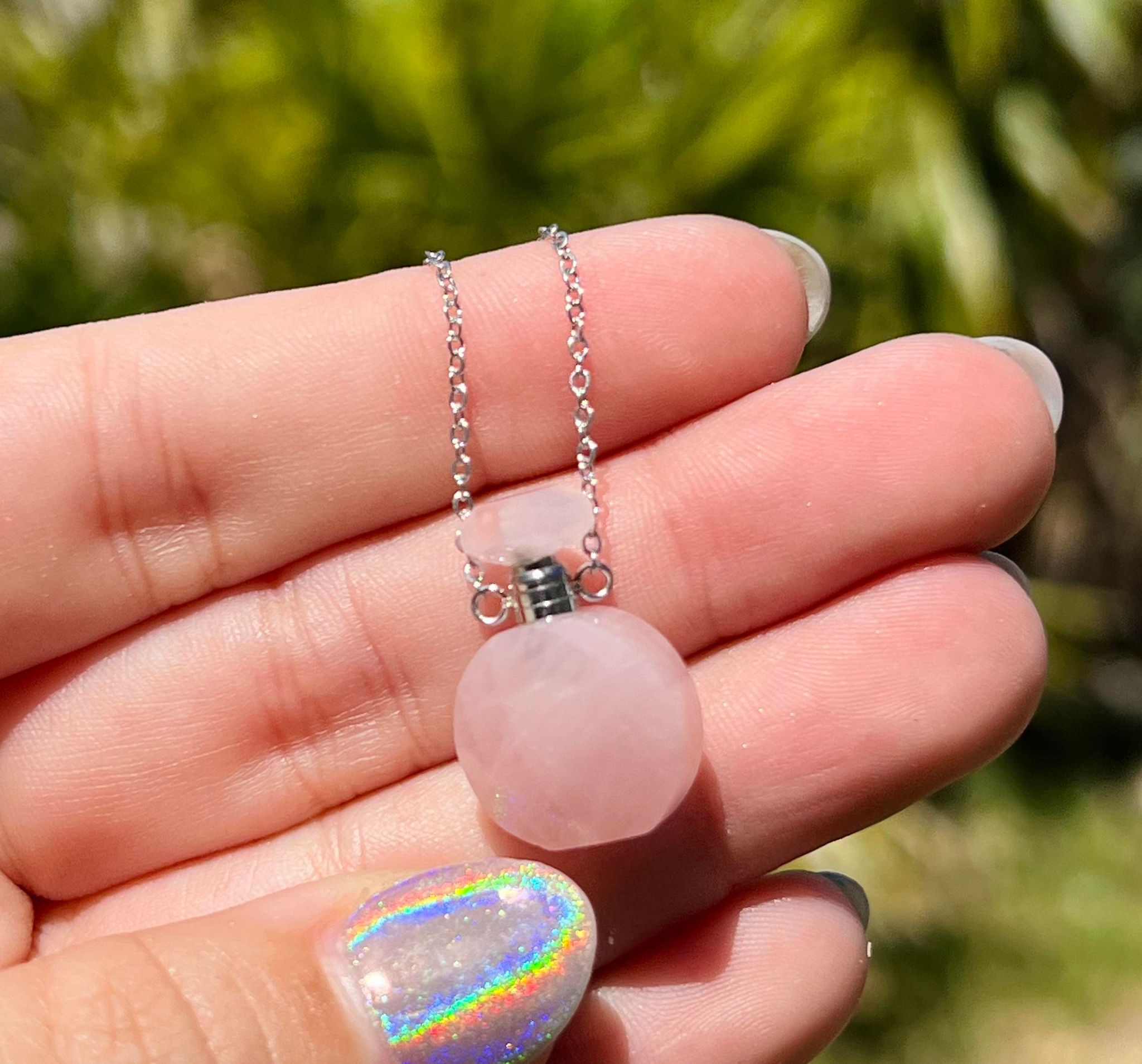 Rose Quartz Bottle Necklace