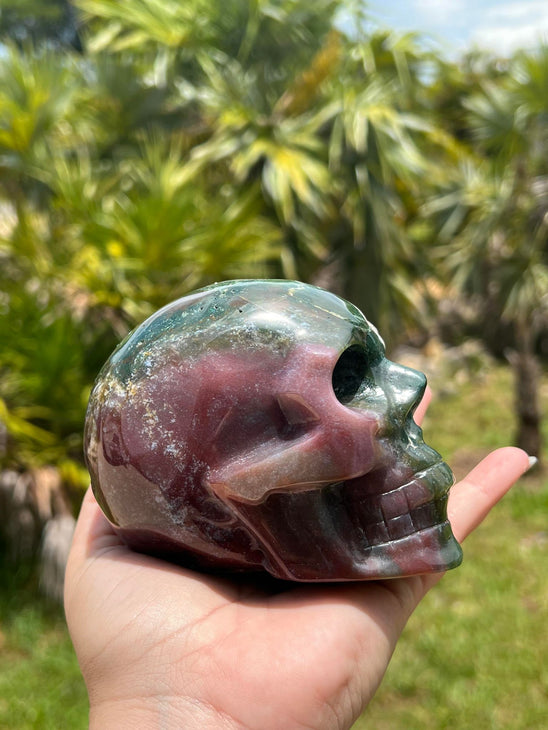 Ocean Jasper Skull Carving XL