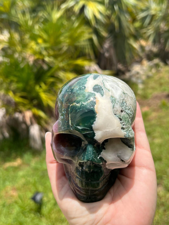 Ocean Jasper Skull Carving XL