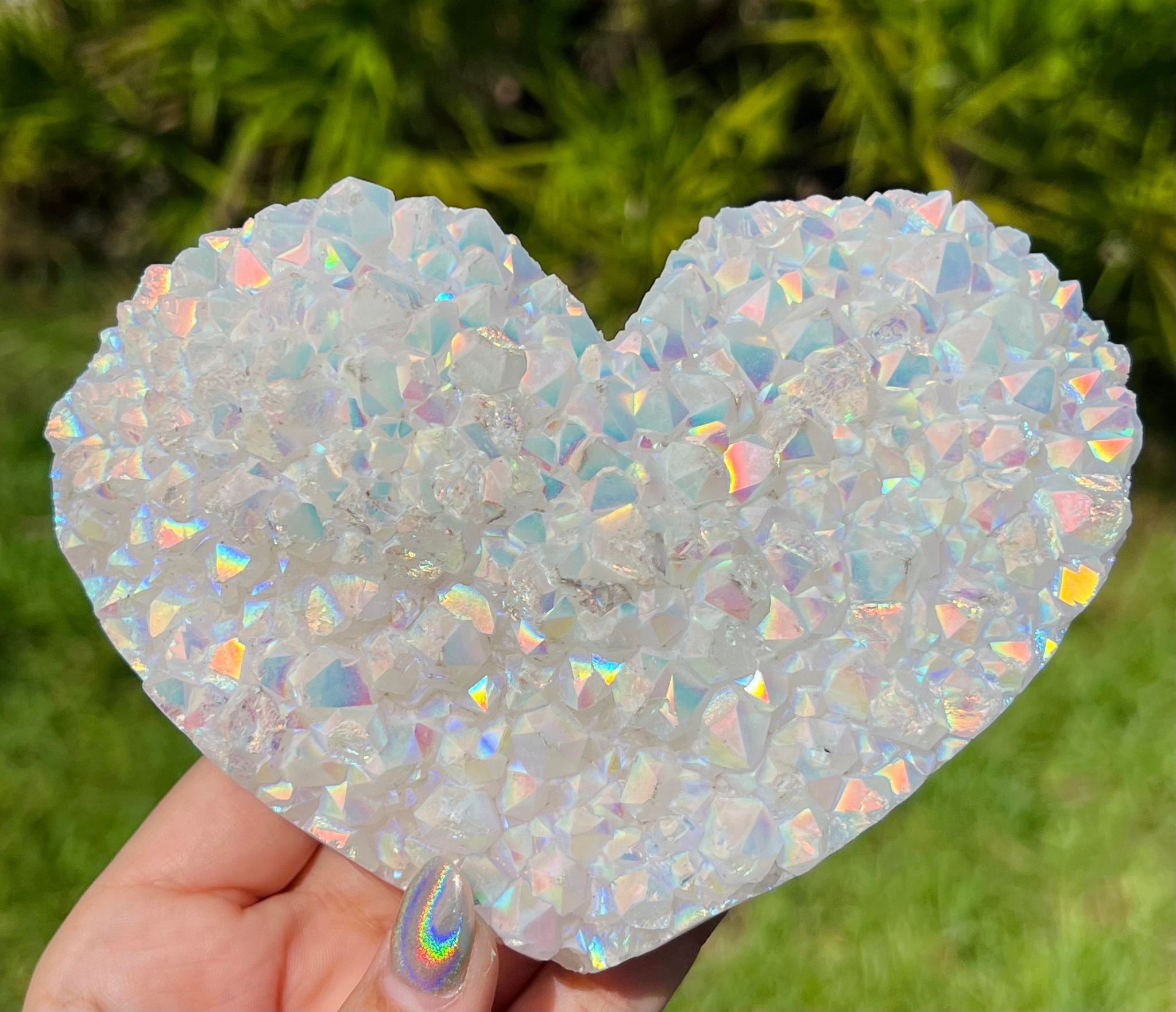 Angel Aura Quartz XXL Druzy Heart