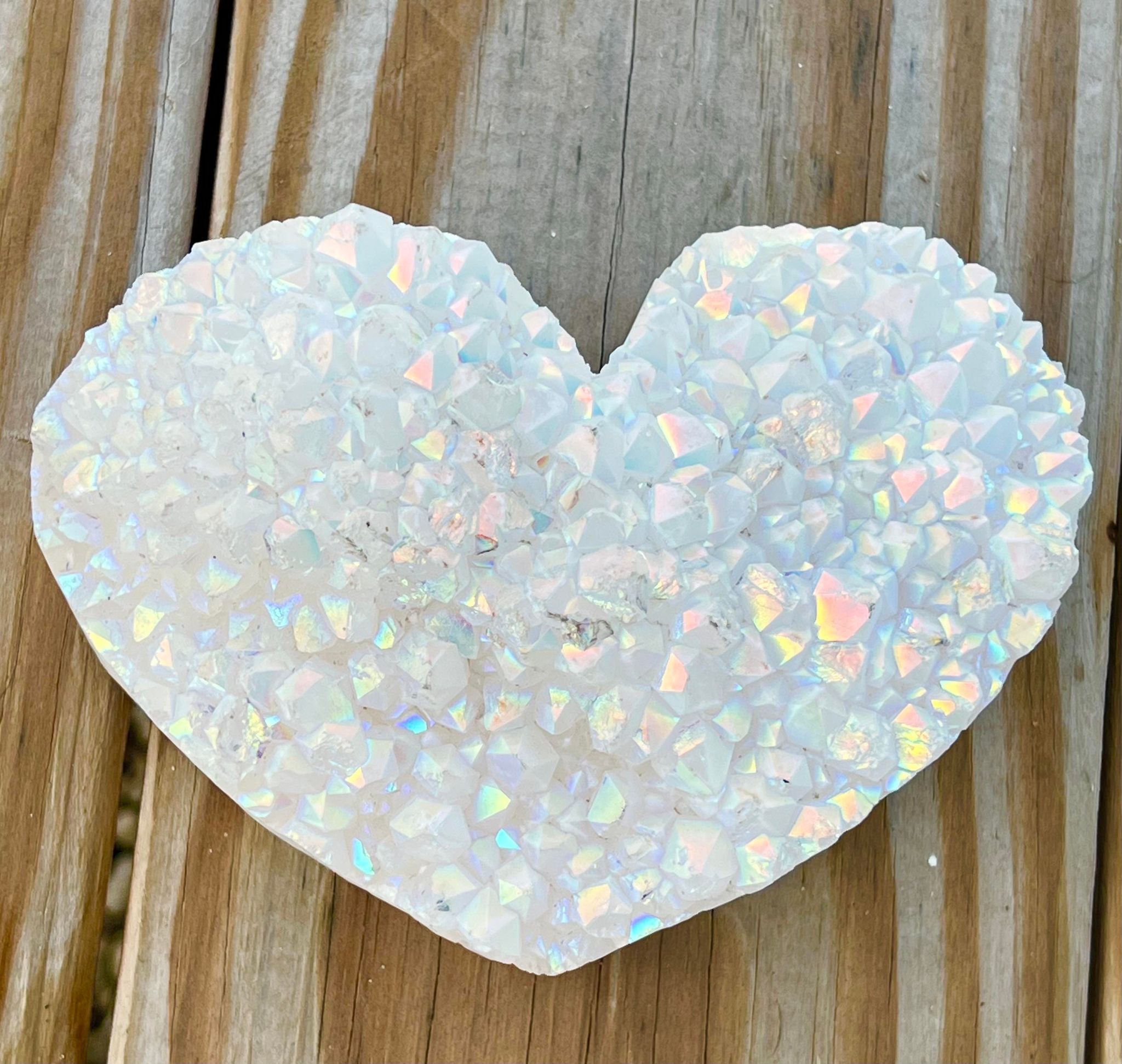 Angel Aura Quartz XXL Druzy Heart