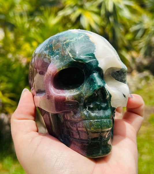 Ocean Jasper Skull Carving XL