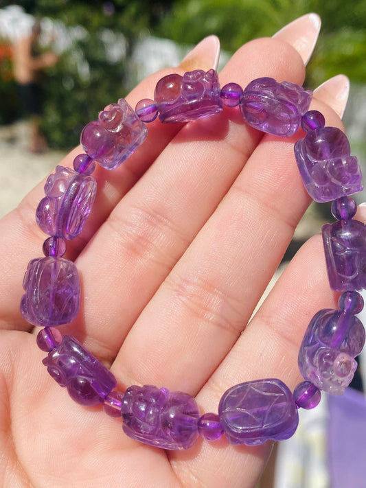 Amethyst Pixiu Money Dragon bracelet