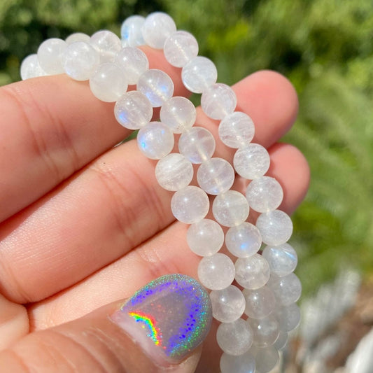 High-Quality Rainbow Flash Moonstone Bracelet