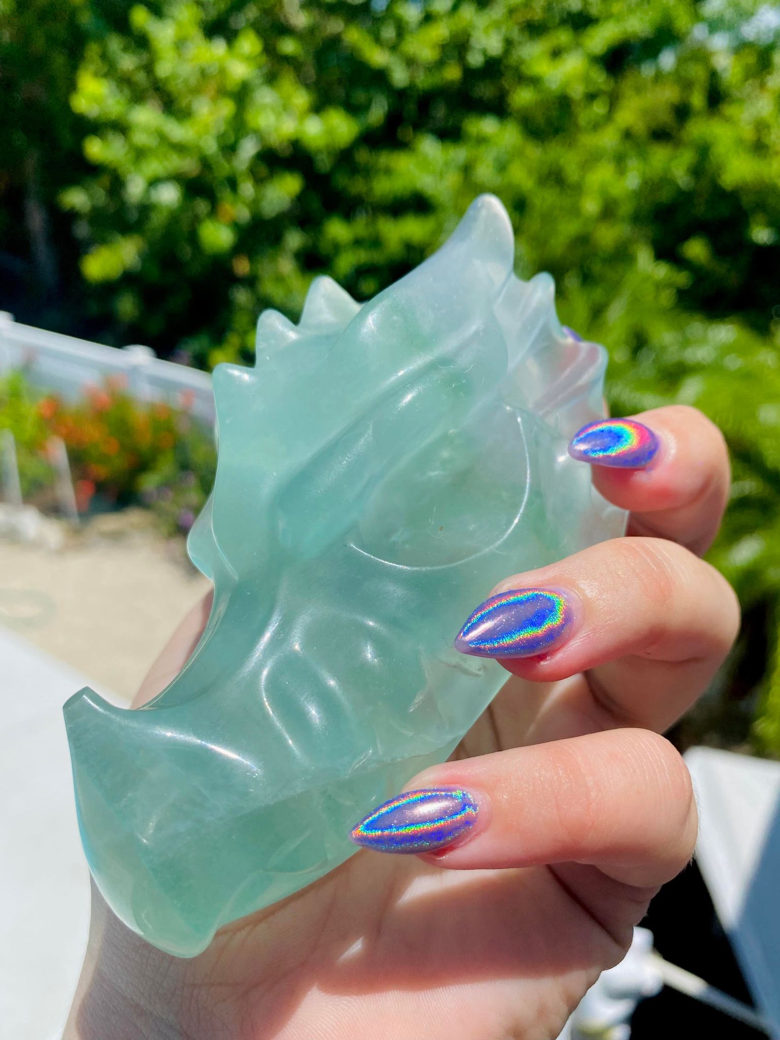 Green Fluorite XL Dragon Head Carving