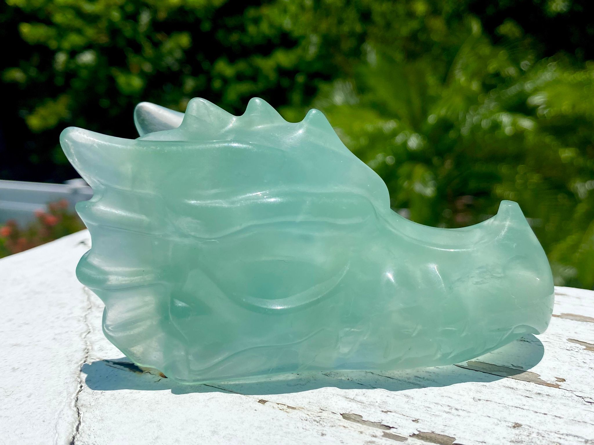 Green Fluorite XL Dragon Head Carving