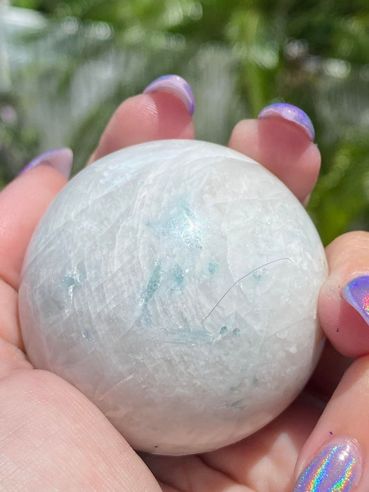 Rainbow Flash Moonstone Sphere