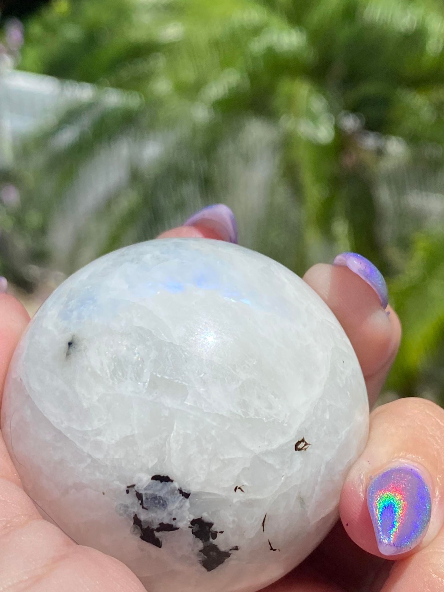 Rainbow Flash Moonstone Sphere