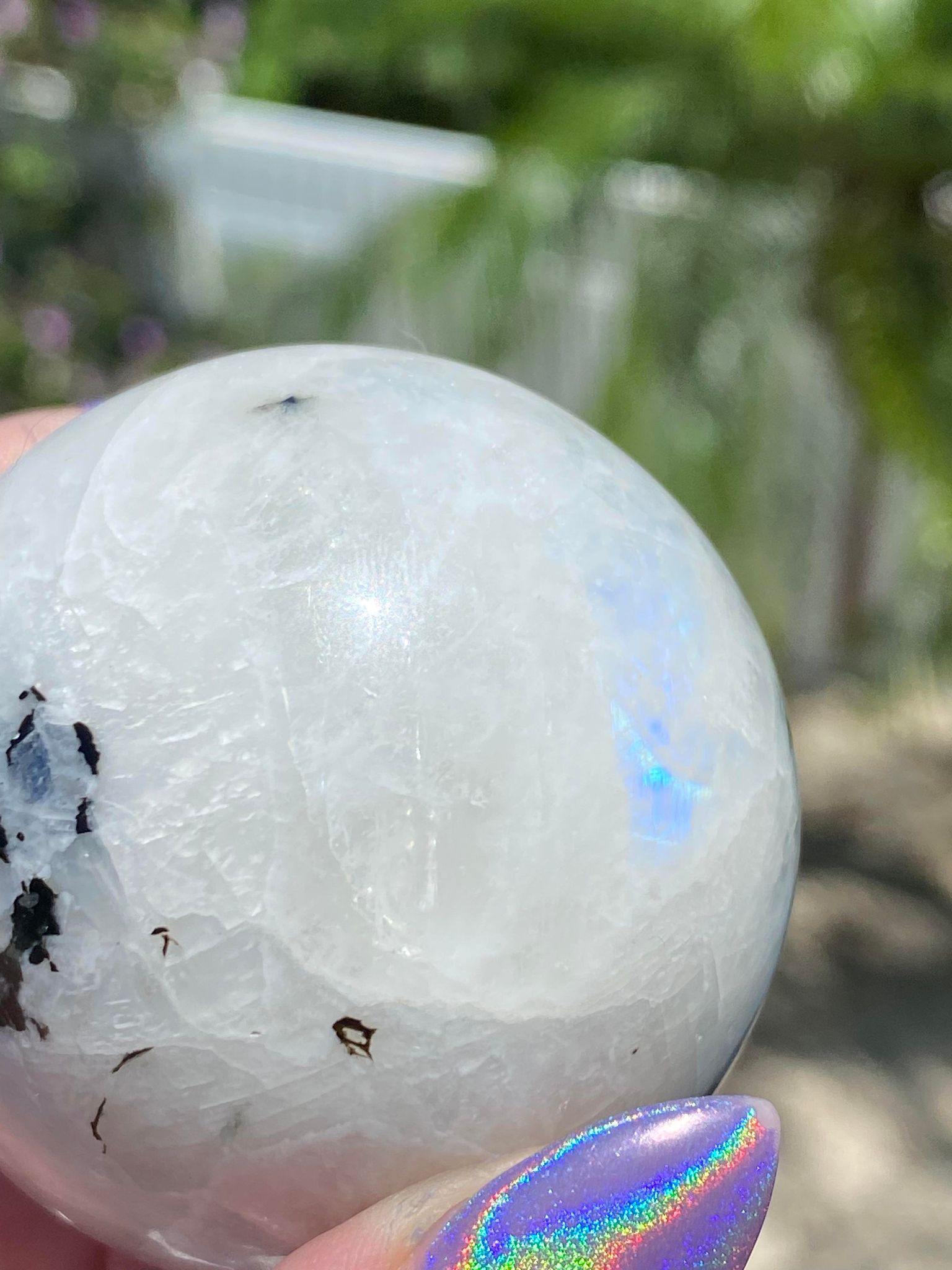 Rainbow Flash Moonstone Sphere