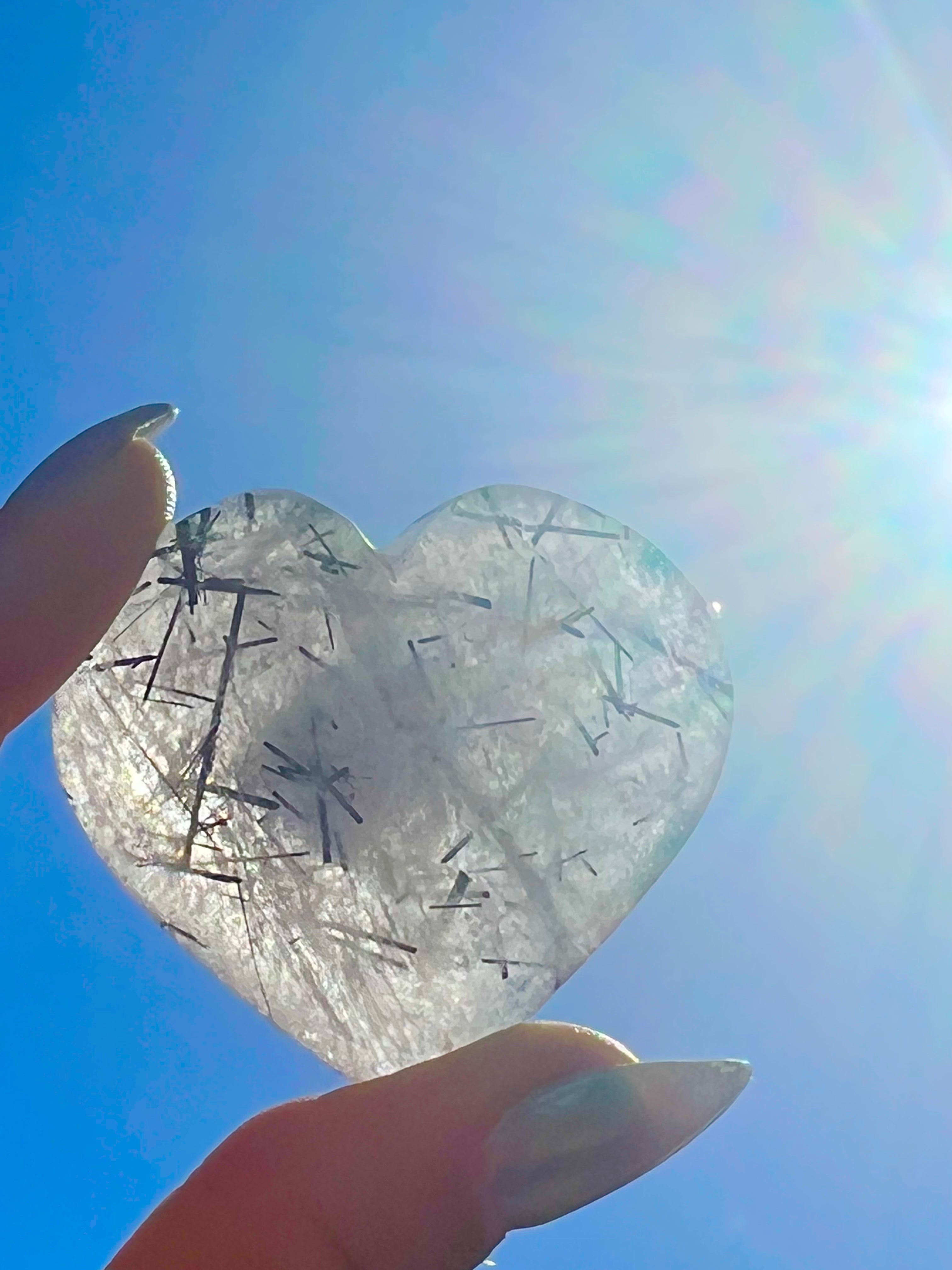 Black tourmaline Quartz Heart