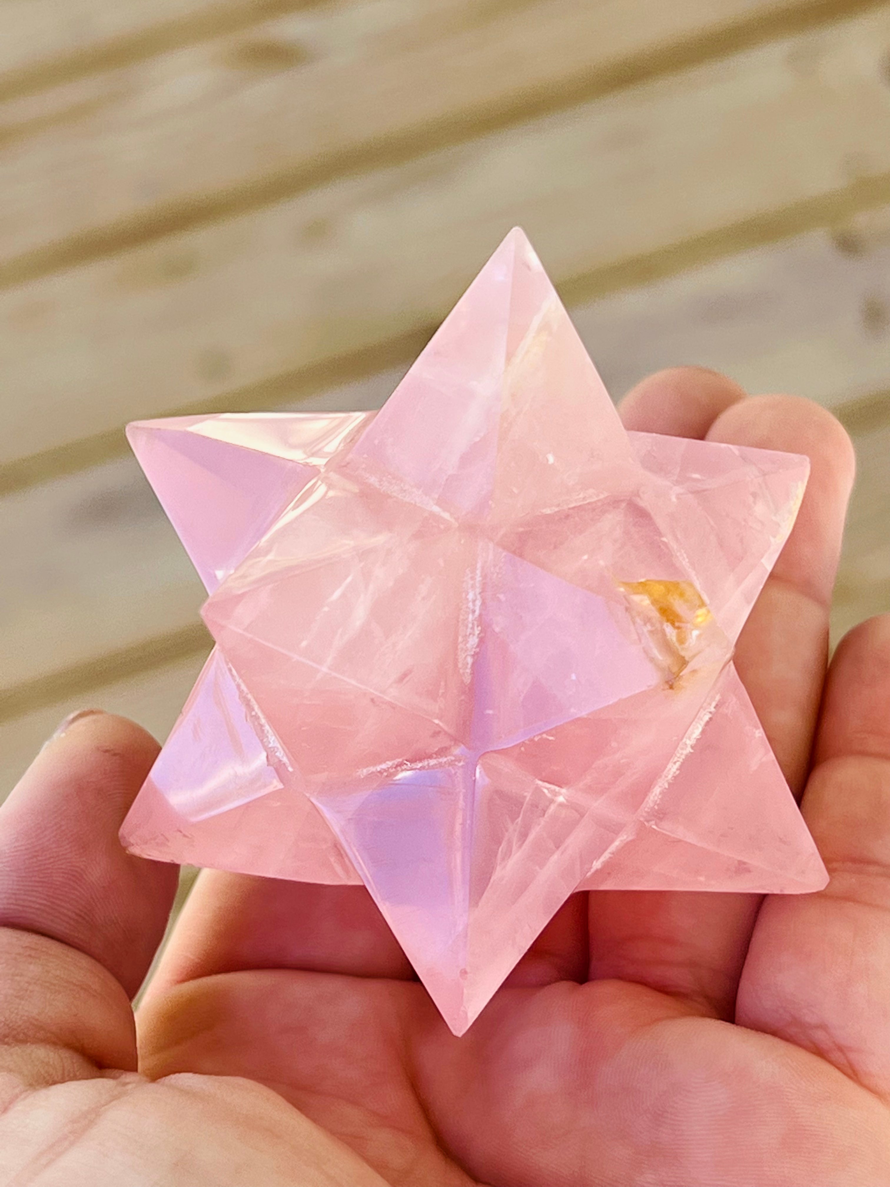 Rose Quartz Merkaba Carving