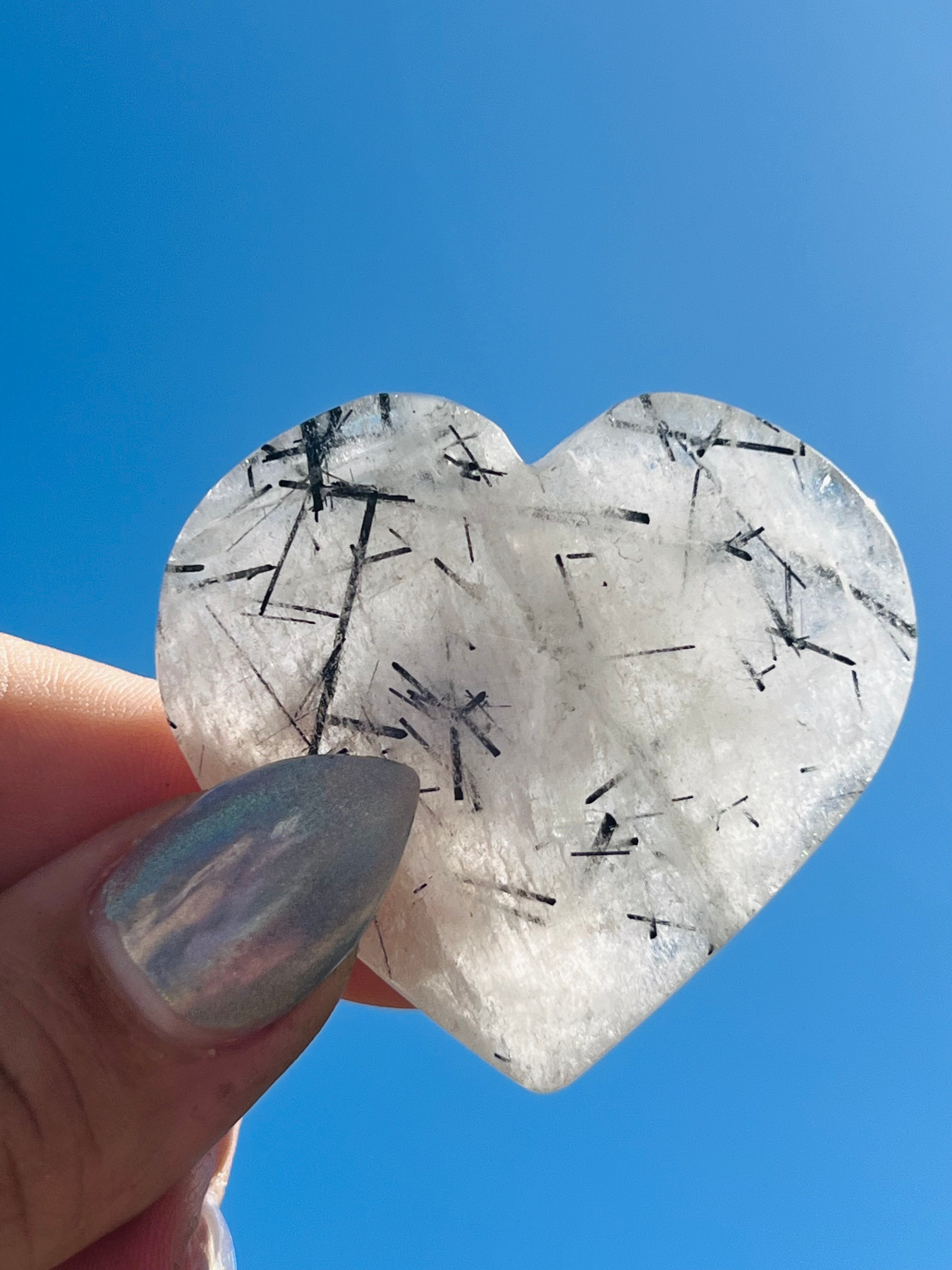 Black tourmaline Quartz Heart