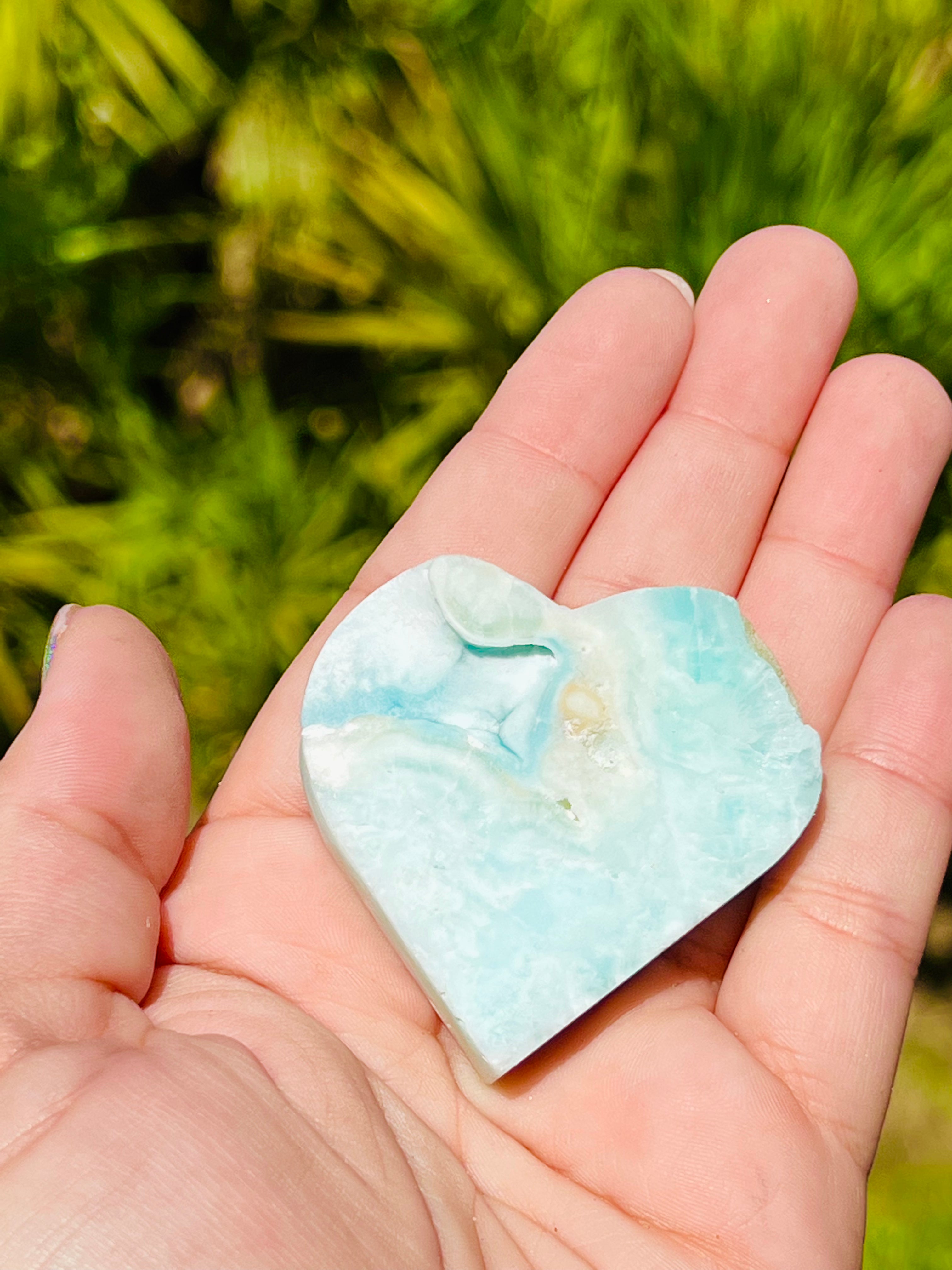 Druzy Blue Caribbean calcite Heart