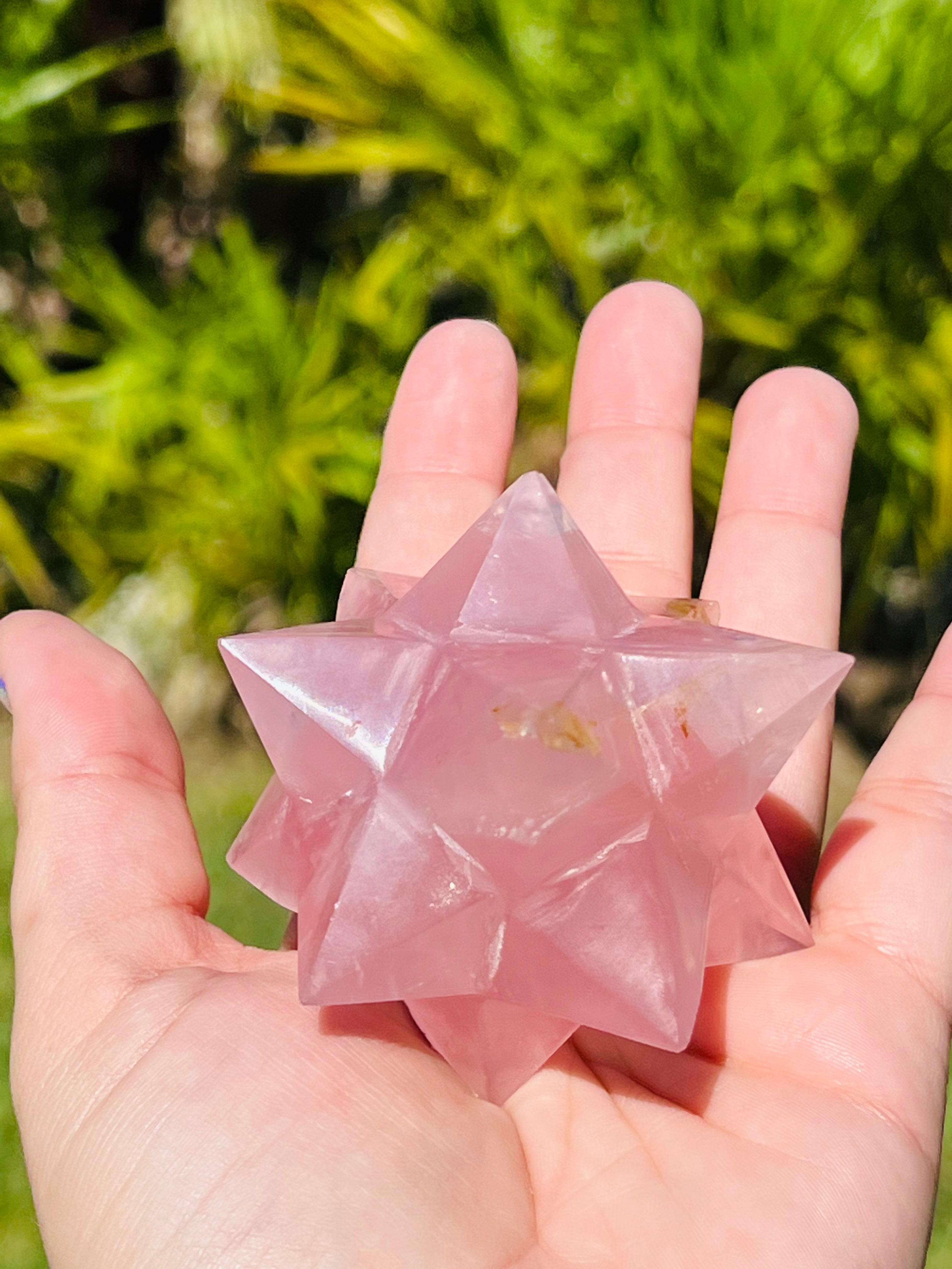 Rose Quartz Merkaba Carving