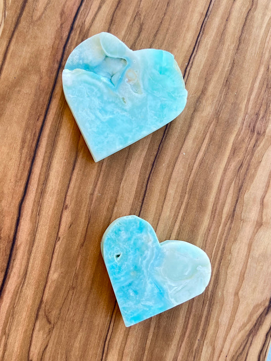Druzy Blue Caribbean calcite Heart